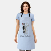 Gelabeld Downy Woodpecker Illustration Adult Schor Schort (Gedragen)