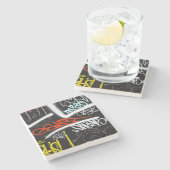 gelabeld stenen onderzetter (Zijkant)