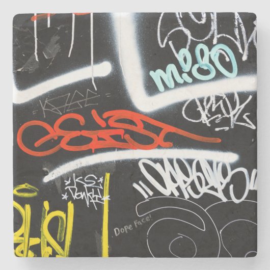 gelabeld stenen onderzetter (Voorkant)