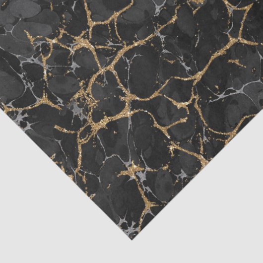 gelabeld zwart en goudglitterpatroon tissuepapier (Detail)