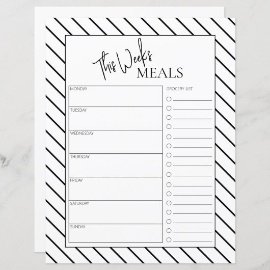 Gelabelde minimale scripts Wekelijks Meal Planner (Voorkant / Achterkant)
