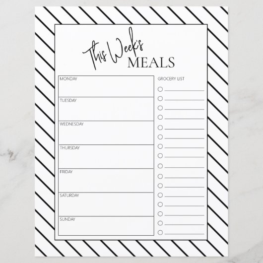 Gelabelde minimale scripts Wekelijks Meal Planner (Voorkant)
