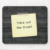 Gelabelde notitie op hout muismat (Voorkant)