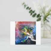 Gelach in de ruimte briefkaart (Staand voorkant)