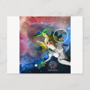 Gelach in de ruimte briefkaart