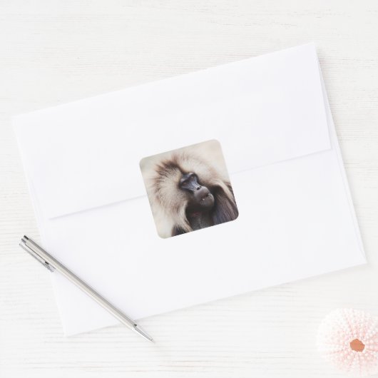 Gelada baviaan, Ethiopië Vierkante Sticker (Envelop)