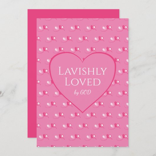 GELADEN DOOR GOD Pink Hearts Custom Valentijnsdag (Voorkant / Achterkant)