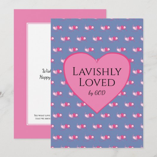 GELADEN DOOR GOD roze harten Aangepast blauw Valen (Voorkant / Achterkant)