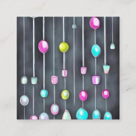 Geladen gordijnpatroon vierkante visitekaartje (Voorkant)