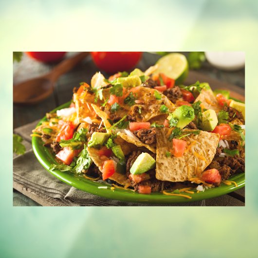 Geladen rundvlees en kaas Nachos Mexican Food Afbe Raamsticker (Vel 3)