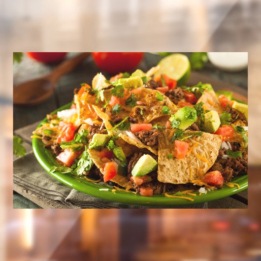 Geladen rundvlees en kaas Nachos Mexican Food Afbe Raamsticker (Vel 2)