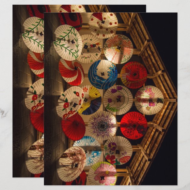 gelamineerd parasols plakboekpapier (Voorkant / Achterkant)