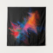 Gelanceerd kleurrijk poeder op zwarte achtergrondk wandkleed (Voorkant (horizontaal))