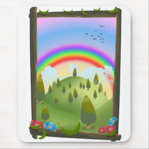 Gelandschap met gelukkige regenboog muismat