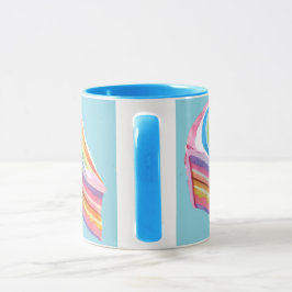Gelange regenboogtaart mok