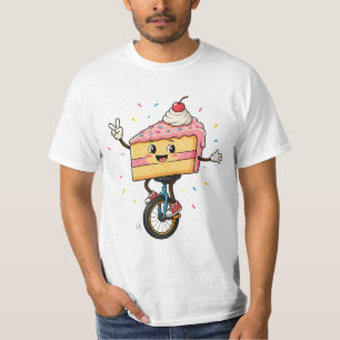 Gelange Taart op een Eenwieler T-shirt