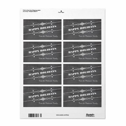 Gelanteerde Chalkboard Holiday Gift Labels (Full Sheet)