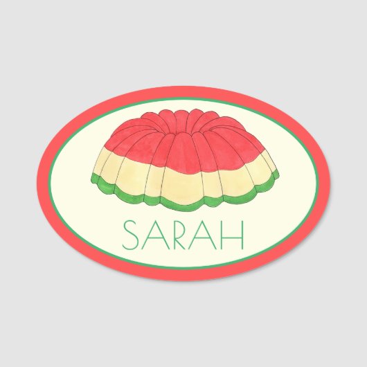 Gelatine Salad  Retro Dinner Party Dessert Naamplaatje (Voorkant)