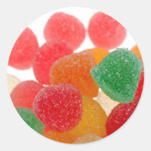 Gelatine suiker snoepjes ronde sticker