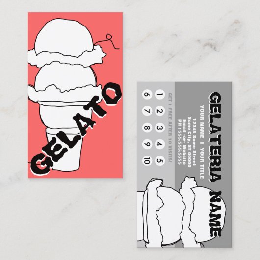 gelato scribble punch card klantenkaartje (Voorkant / Achterkant)