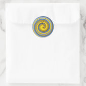 Gelb-blaues Spiralmuster Ronde Sticker (Tas)