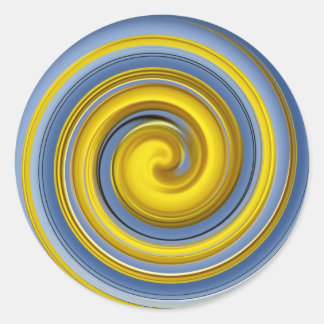 Gelb-blaues Spiralmuster Ronde Sticker