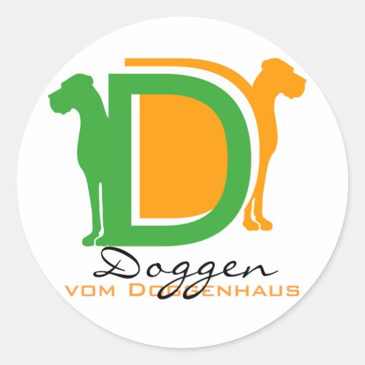 gelb Serie DD Doggen Ronde Sticker (Voorkant)