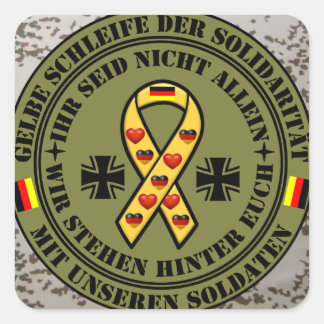 Gelbe Schleife der Solidarität für unsere Soldaten Vierkante Sticker