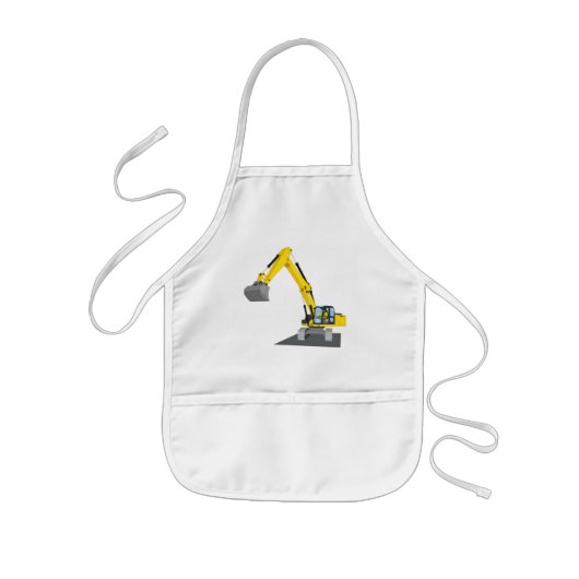 gelber Kettenbagger Kinder Schort (Voorkant)