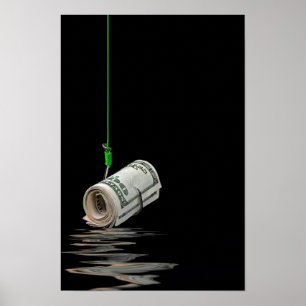 geld aan vis haak poster
