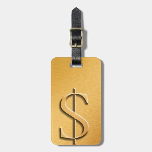 Geld Bagagelabel met lederen riem (Voorkant verticaal)