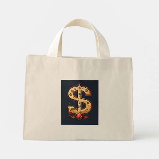 "Geld beweegt: Dollar Print boodschappentas" Mini Tote Bag (Achterkant)