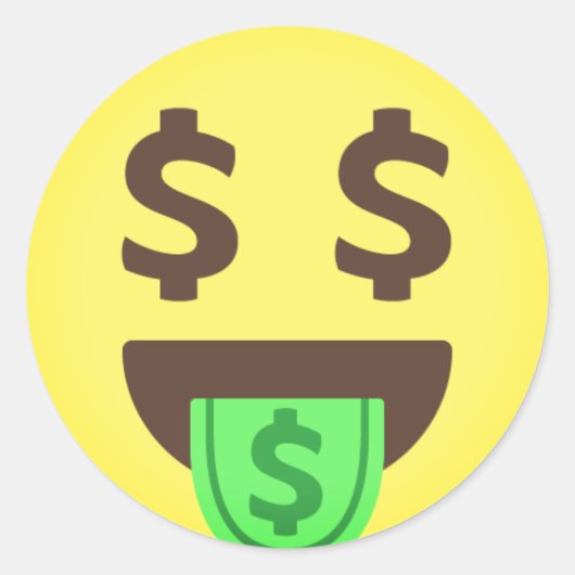 Geld Dollar Signs Emoji Ronde Sticker (Voorkant)