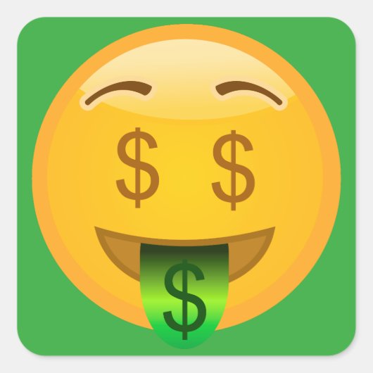 Geld Emoji Vierkante Sticker (Voorkant)