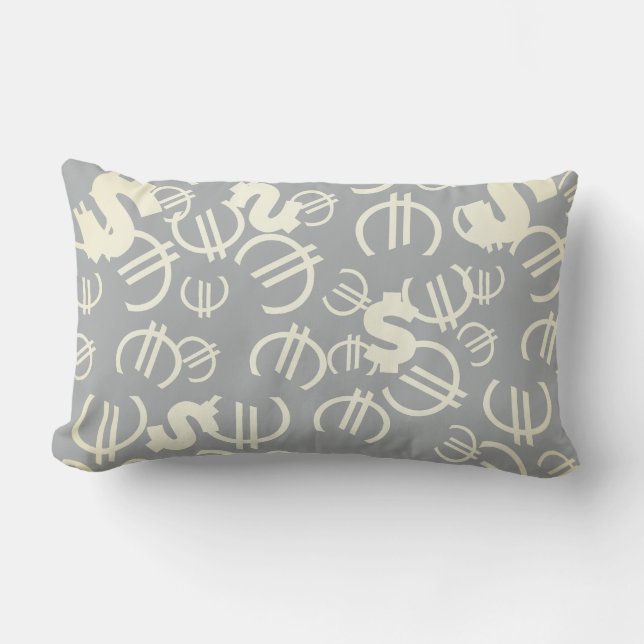 Geld Euro Dollar Patroon Worp Kussen Cushion (Voorkant)