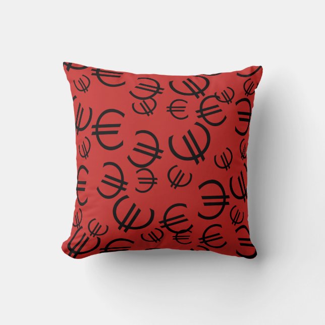 Geld Euro Patroon Worp Kussen Cushion (Voorkant)