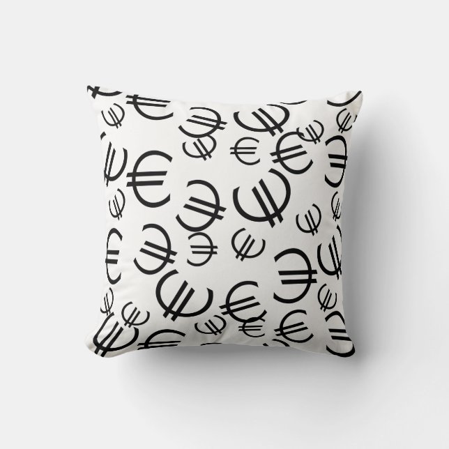 Geld Euro Patroon Worp Kussen Cushion (Voorkant)