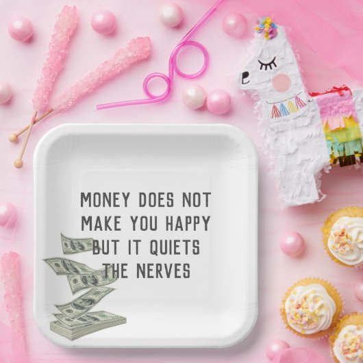 Geld Geluk Quote Papieren Bordje (Feest)