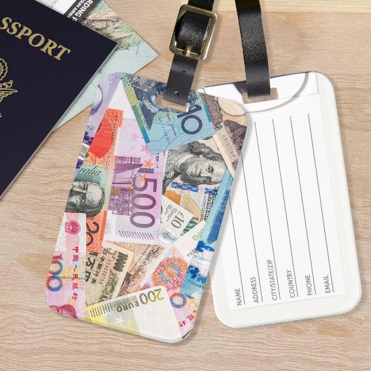 Geld Gemengde valuta World Currency Design Bagagelabel