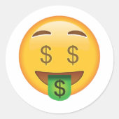 Geld Gezicht - Emoji Ronde Sticker (Voorkant)