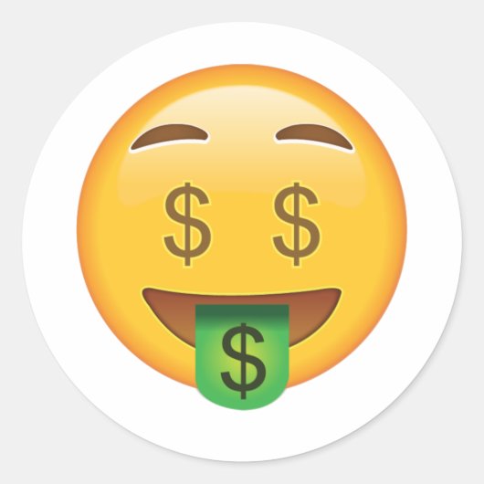 Geld Gezicht - Emoji Ronde Sticker (Voorkant)