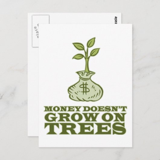 Geld groeit niet op bomen briefkaart (Voorkant / Achterkant)