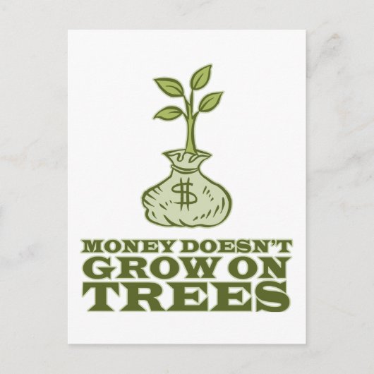 Geld groeit niet op bomen briefkaart (Voorkant)