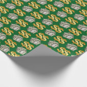 Geld huizen en gouden dollar borden cadeaupapier (Hoek)