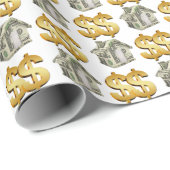 Geld huizen en gouden dollar borden cadeaupapier (Rol Hoek)
