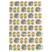 Geld huizen en gouden dollar borden medium cadeauzakje (Achterkant)