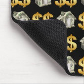 Geld huizen en gouden dollar borden muismat (Hoek)