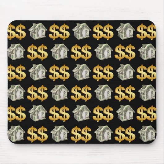 Geld huizen en gouden dollar borden muismat (Voorkant)