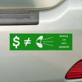 Geld is geen spraak bumpersticker (Op auto)