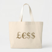 Geld is minder waard grote tote bag (Voorkant)